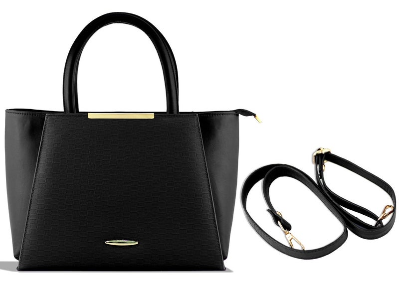 Women’s Shoulder Bag Elegant Textured Satchel with Adjustable Crossbody Strap Spacious Trendy Dusty Tote for Work & Daily Use (Black) - Image 1